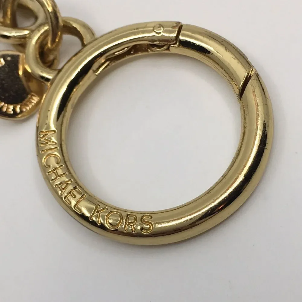 Michael Kors Leather & Suede Monkey Face Bag Charm or Keychain with gold tone